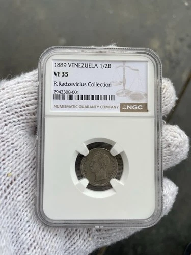 1/2 Bolivar 1889 Venezuela, Realito 1889, RATE/ NGC VF 35 🔥🔥. 50 Céntimos 1889
