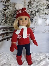 American Girl Doll Kit Kittredge Red Snowflake Outfit Boots Freckles Refurbed