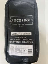 NWTS-2026-Bruce Bolt LONG Cuff Chrome Batting Gloves-WHITE Large