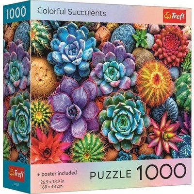 NEW Trefl Jigsaw Puzzle 1000 Pieces Premium Quality USA Colorful Succulents