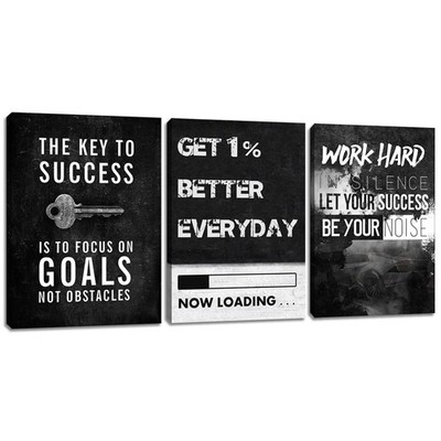 Motivational Canvas Wall Painting Wall Art Inspirational Poster Execute Hustl...