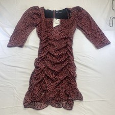 NWT Zara Pink Marsala Leopard Animal Print Ruched Draped Mini Dress Brand new