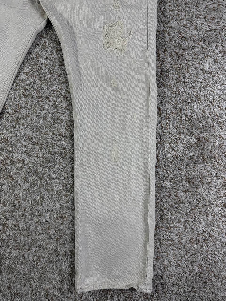 Levi's 501 Distressed Patchwork Denim Light Gray … - image 5