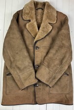 Vintage Tan Sheepskin Duffle Coat L- XL Mens 42 Made In England Walton Leather