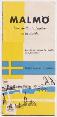50er Jahre MALMO Schweden Reiseprospekt französischer Text Karte Fotos Jagersro Folkets Park