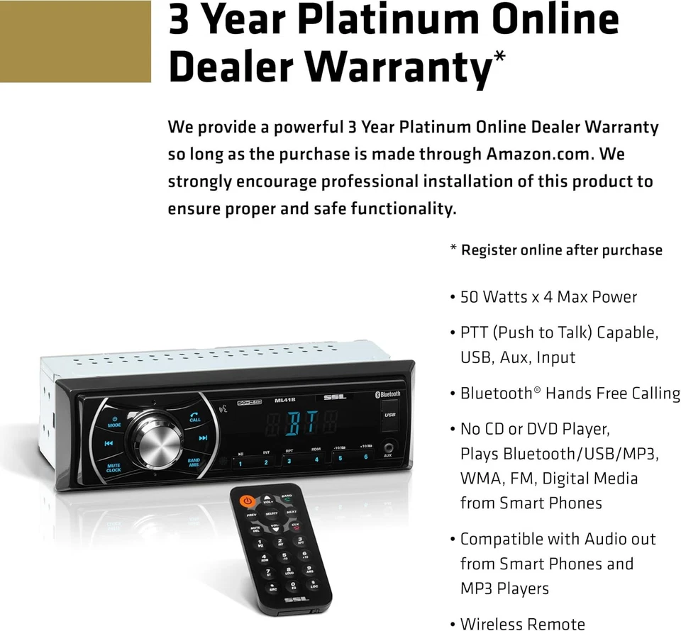 Sound Storm Laboratories ML41B Car Audio Stereo - Single Din, Black  - Image 3 of 4