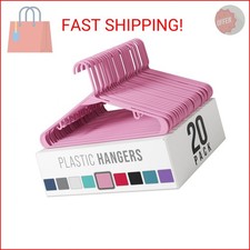 Plastic Hangers 20 Pack Pink - Clothes Hangers - Makes The Perfect Coat Hanger a