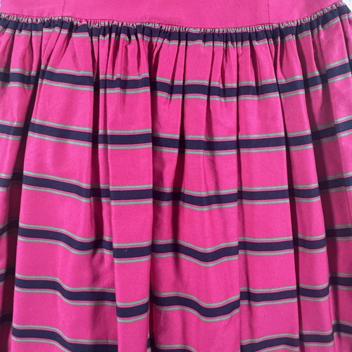 Ralph Lauren Sleeveless Dress Girls 12 Hot Pink Blue Stripe Lined Fit & Flare - Picture 5 of 11