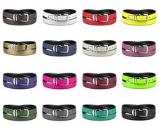 CONCITOR Reversible Belt Solid Colors Black Bonded Leather Silver-Tone Buckle XL