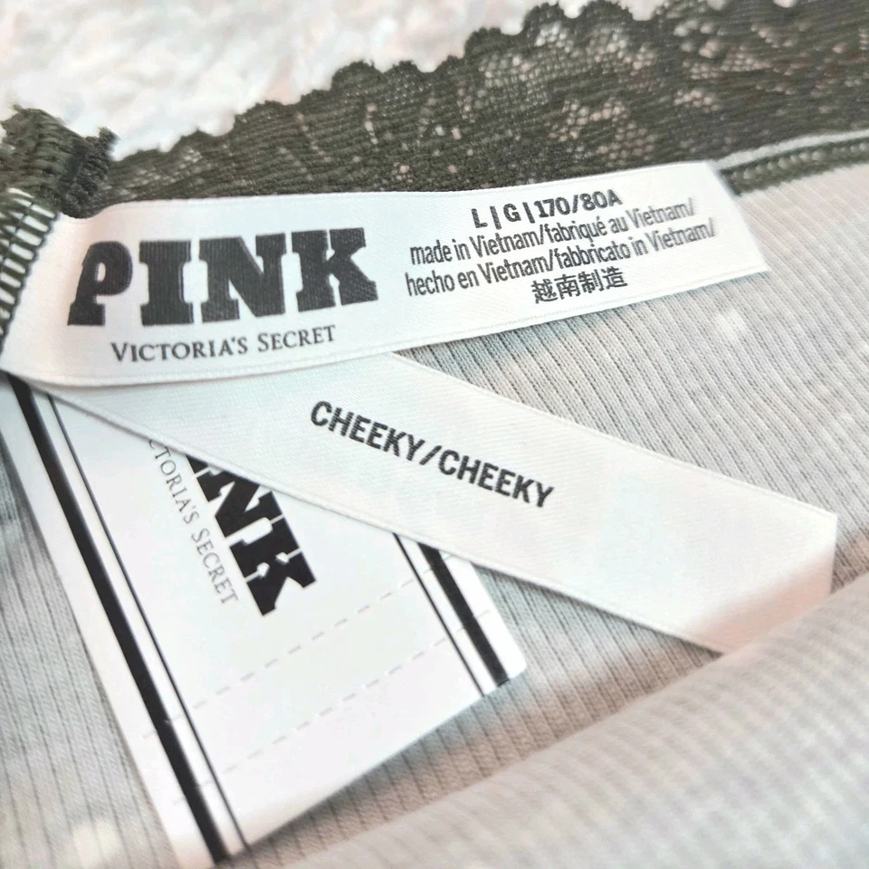 Sexy Panty VICTORIA'S SECRET ROSA Blanco y Negro Lunares/Perro Encaje Descarado Foto 4 de 4