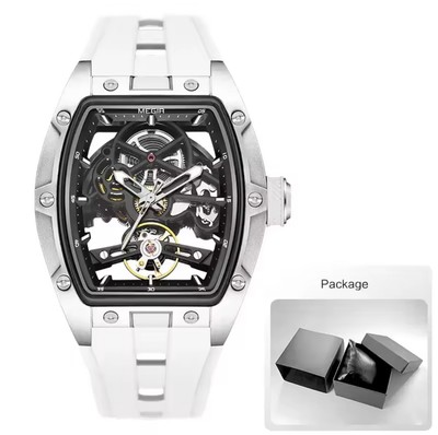 Orologio Meccanico Automatico Uomo Con Tourbillon – Quadrante 42 Mm In Lega E Vetro Minerale – Cinturino In Vera Pelle Marrone – Impermeabile 30 Metri - 5