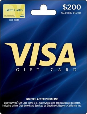 $200 Visa Prepaid Card/Physical GiftCard + 48HRS EMAIL DELIVERY/NO Card Fee 400z