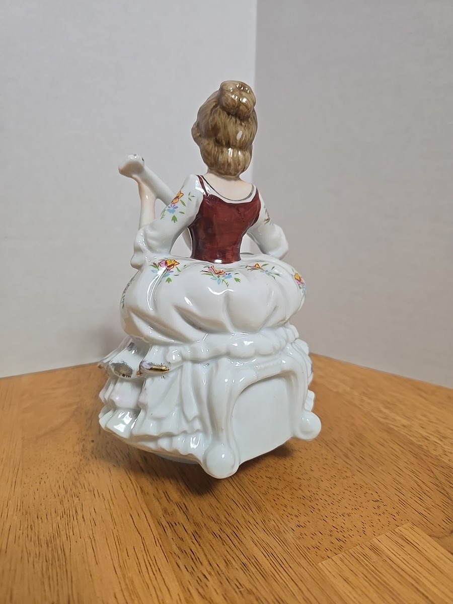 アンティークパネル　マンドリンガール PORCELAIN LADY PLAYING THE Mandolin VICTORIAN STYLE Unique Music