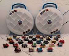Lot Of 32 Thomas And Friends Mini Trains With 2 Storage Cases