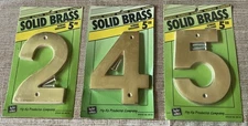 Hy-Ko Solid Brass House Numbers 2 4 5 New In Package 5”