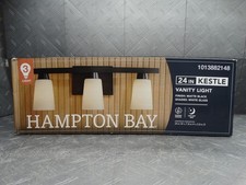 Hampton Bay 24 in Kestle 3-Light Black Vanity Light with Night Light Mode White