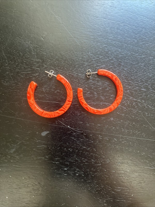 Machete Red Hoop Earrings