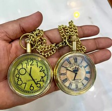 Vintage Look Elgin Pocket Watch   Brass Collectible   Gift Lot Of 2