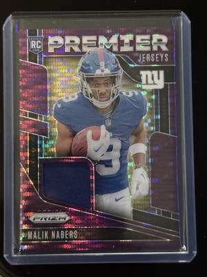 2024 Panini Prizm - Premier Jerseys #PJ-MNS Malik Nabers (MEM, RC) Purple Prizm