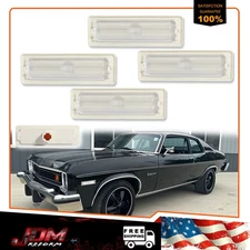 For 1970-1974 Chevy Nova Clear Lens Front + Rear Bumper Side Marker Lights 4PCS