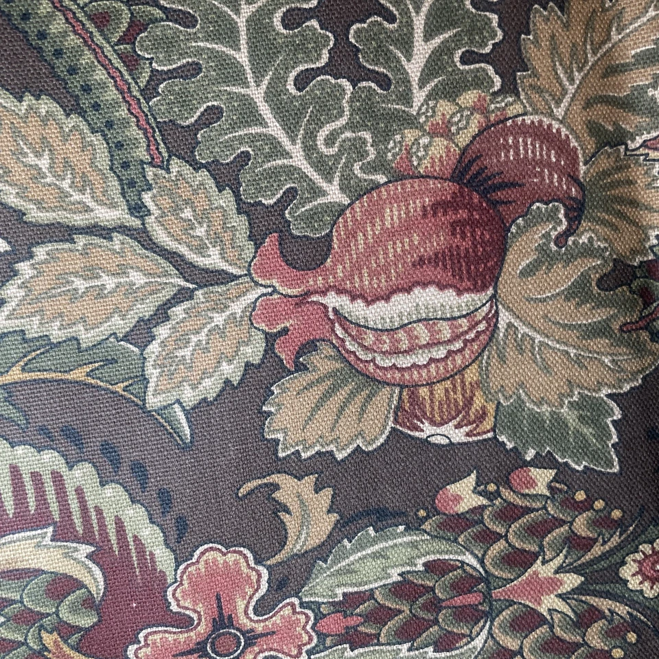 Raymond Waites Mill Creek DECOR FABRIC 2 yds 6 in BROWN GREEN REDS pomegranate - Image 3 of 4