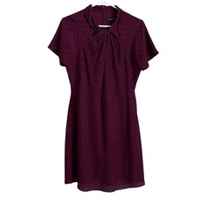 Banana Republic Size 8 Burgundy Polkadot Dress Preppy Mod Retro Classy Party
