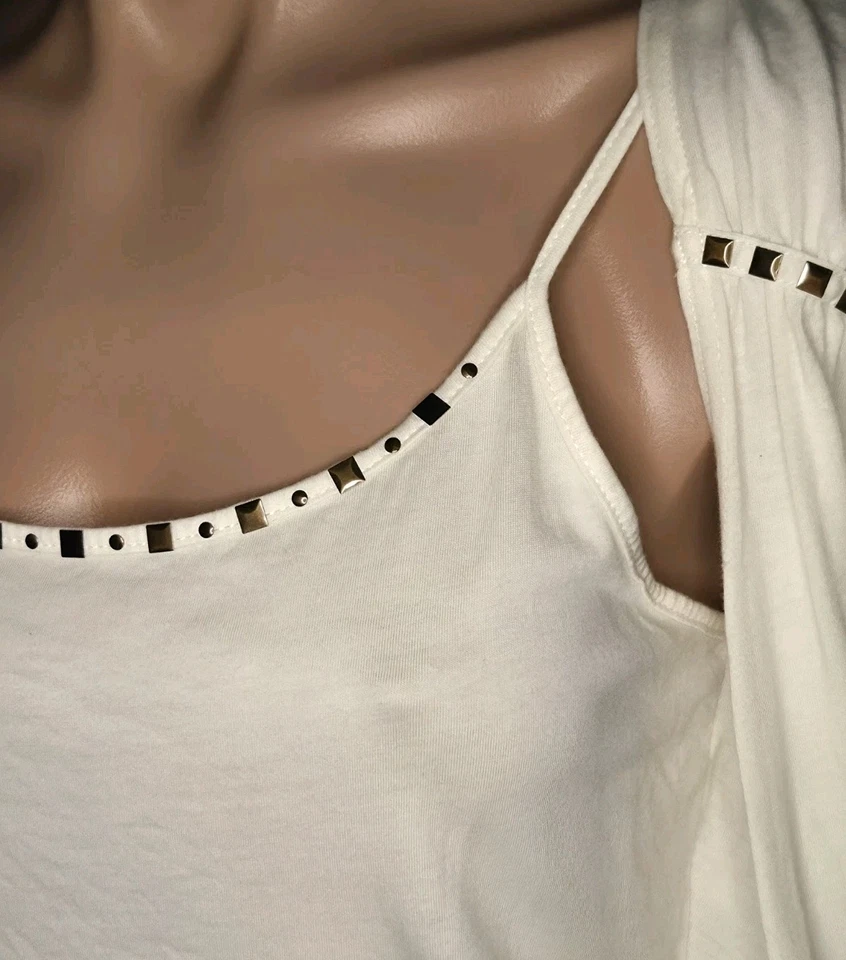 Top para mujer Energie crema sin mangas adornos con tachuelas Y2k - talla M Foto 4 de 4