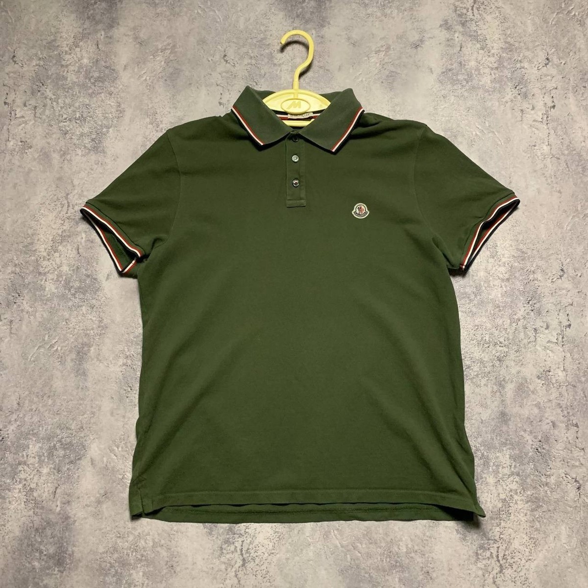 K。MONCLER グリーン ポロシャツ Moncler Polo Shirt Green Logo Short Sleeve Mens Size M-L | eBay