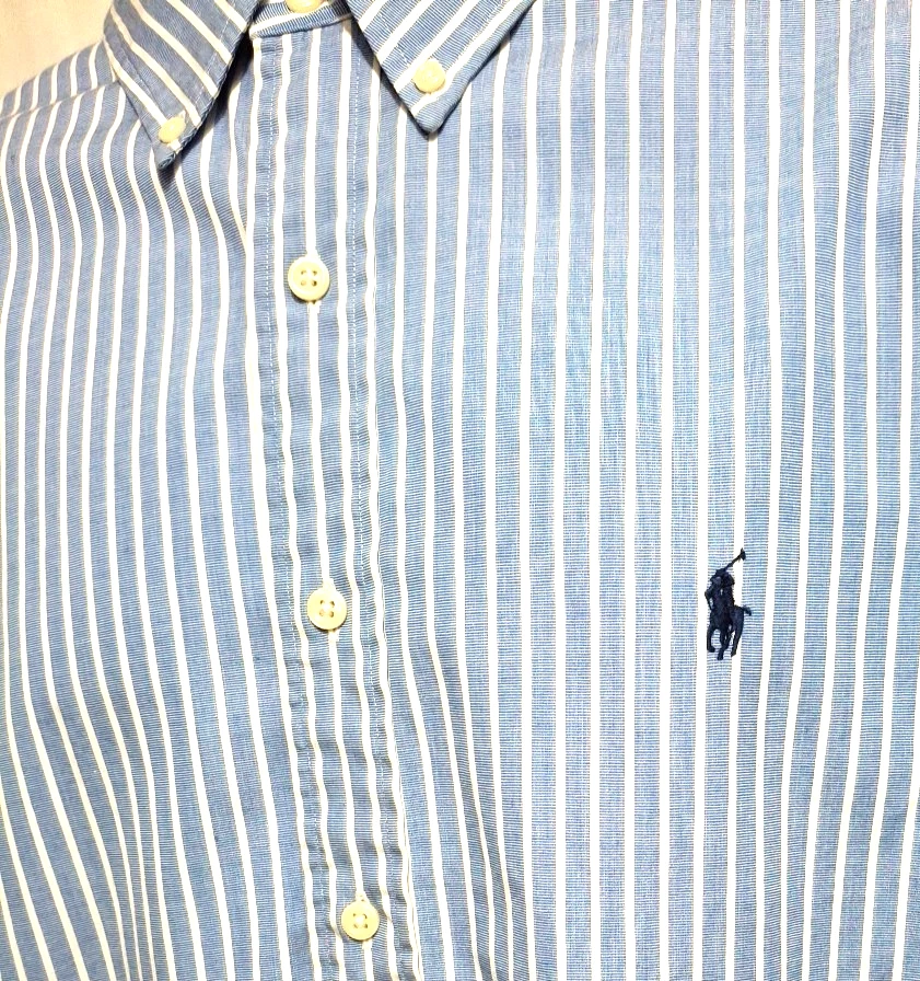 Vintage 1990s Ralph Lauren Stripe Shirt Mens Button Down Long Sleeve Shirt XL - Image 3 of 4