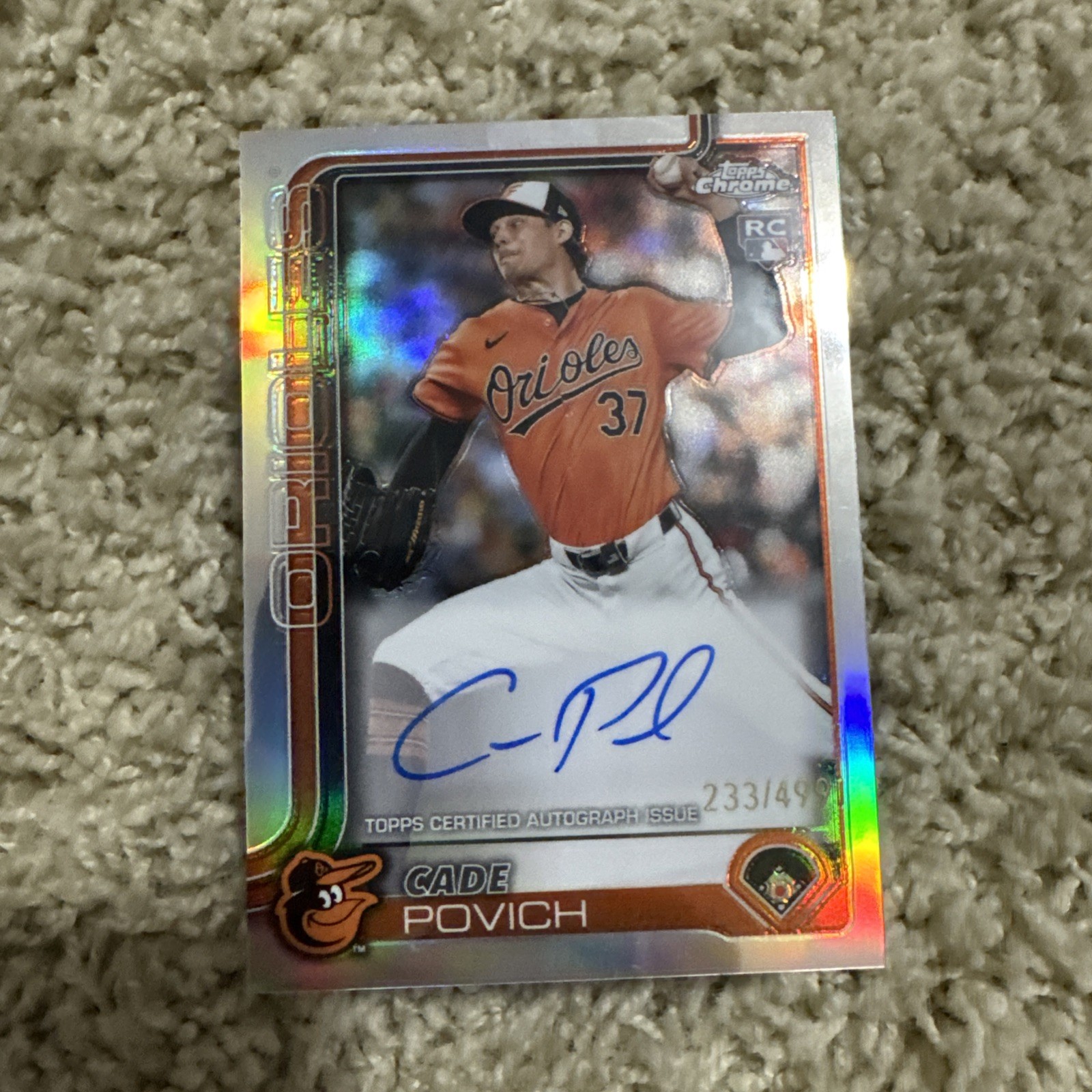 2025 Topps Chrome Cade Povich Refractor Auto /499 RA-CP Rookie