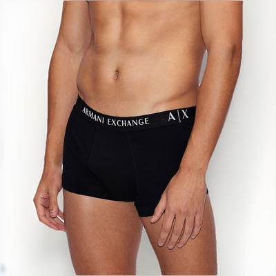 Armani Exchange Men's Stretch Cotton Boxer Brief With Logo Black Size S NWT 