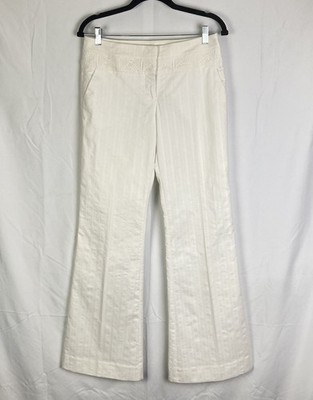 BEBE Flare Pants size 6 Women's Ivory White Sexy Modern