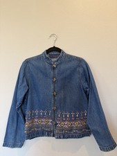 vintage 90s boho / art wear / jean jacket / embroidery / flowers Y2K vibes