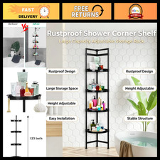 4-Tier Corner Shower Caddy Tension Pole - Rustproof Telescopic Storage Rack for