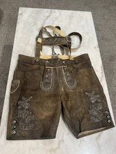Oktoberfest Lederhosen - Authentic Bavarian Lederhosen-Suede Leather Size 42