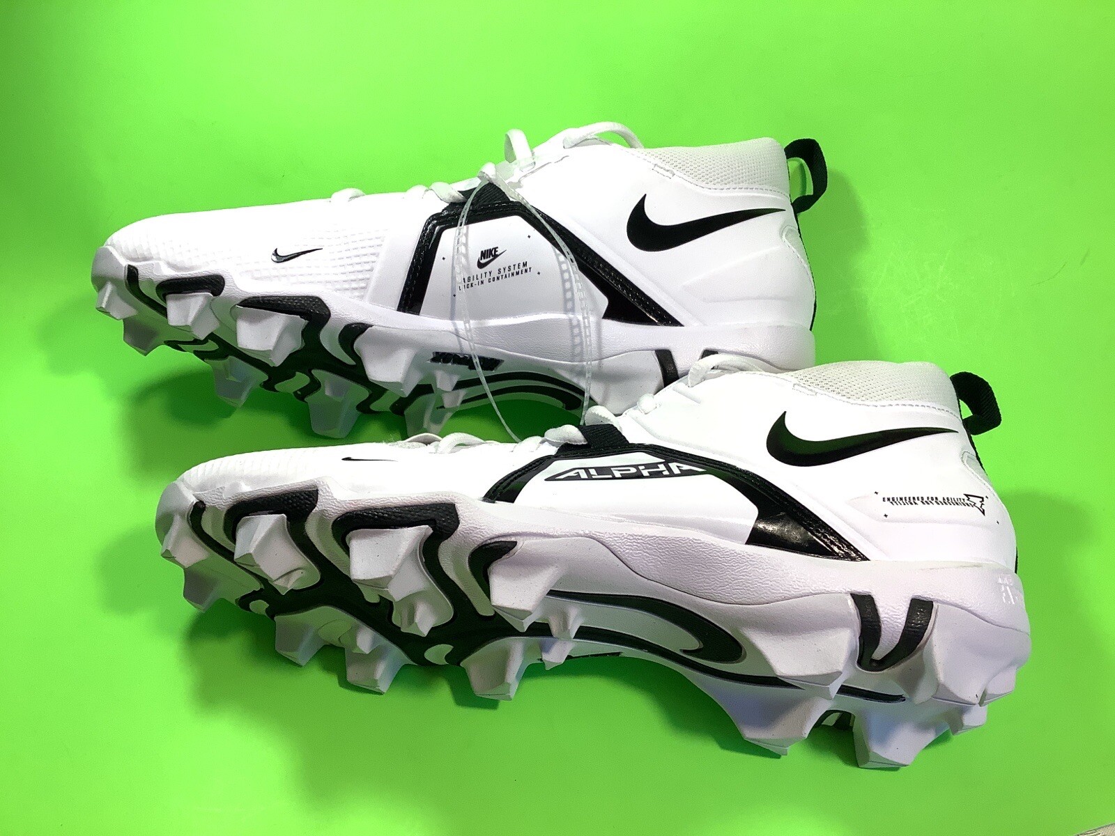 NIKE ALPHA MENACE Men’s Football Cleats Size 10 White w/Black NEW thumbnail 12