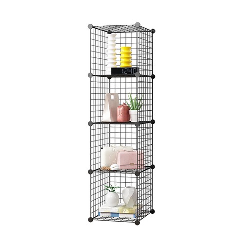 SOGA DIY Shelf 4 Tier Cube Bag Shoes Storage Organiser Portable Foldable Black - Picture 2 of 10