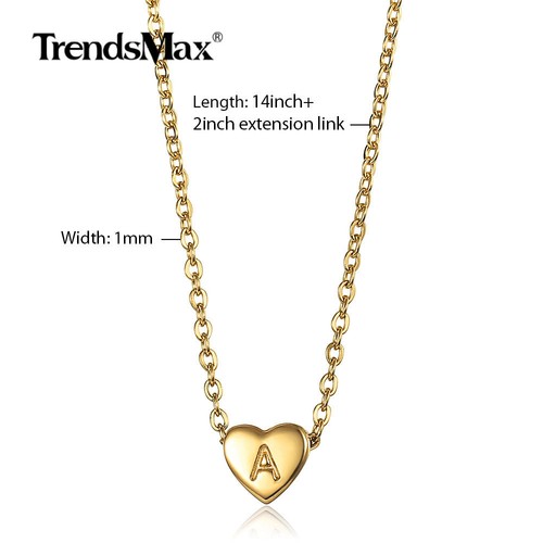 Dainty Gold Plated Heart Initial Letter Pendant Necklace for Girls Kids Jewelry - Picture 4 of 37