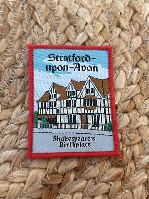 Stratford Upon Avon Patch Jacket 80s 3  Vtg Travel Rare England Shakespeare Logo