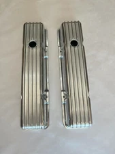 Vintage Chevy 283 305 350 400 V8 Retro Finned Aluminum Tall Valve Covers w Bolts