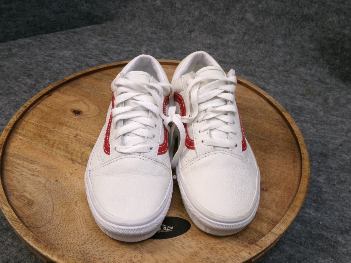 Vans Womens Old Skool Vintage Leather Blanc De White Red  display picture 1