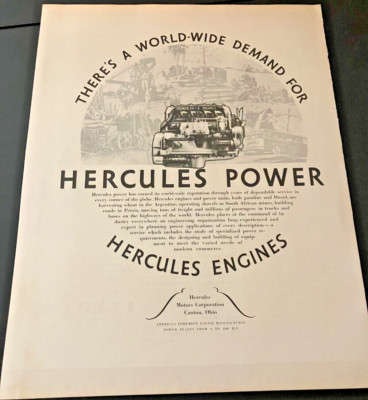 Hercules Engines from Canton, Ohio - Vintage Original Print Ad / Wall Art CLEAN