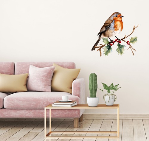 Navidad Robin Pájaro Arte de Pared Dormitorio Laptop Decoración Vinilo Adhesivo Calcomanía 6 Tamaños - Imagen 7 de 7