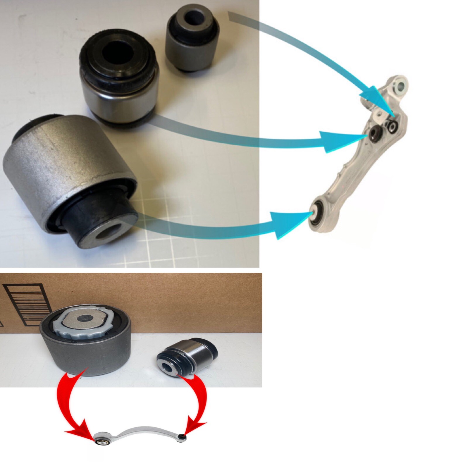 5 PCS FRONT LOWER CONTROL ARM BUSHING FORWAR REARWARD FOR 20092015