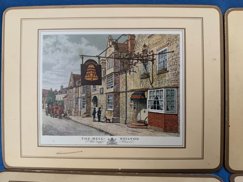 PIMPERNEL OLD ENGLISH INNS Cork Backed Placemats Set of 4 Vintage England UK GBR - Picture 2 of 10