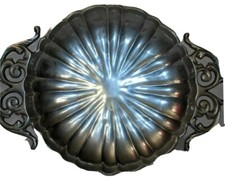Bowl Pewter Decoration Large Design On Handles Grooved Design Inside Bowl 19"