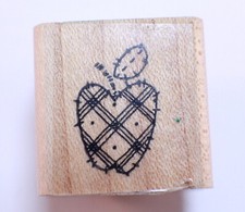 Plaid Print Apple Wooden Rubber Stamp