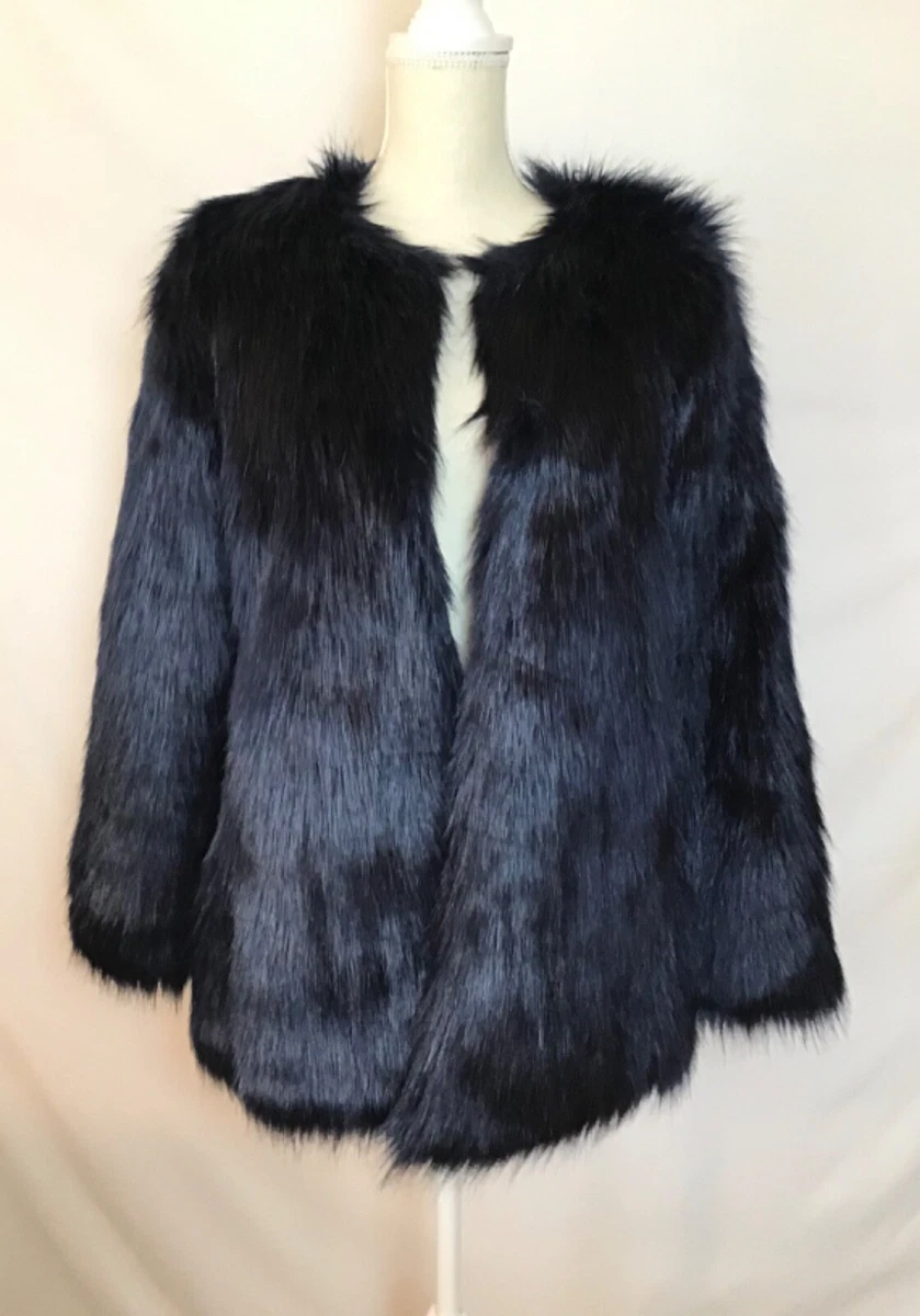 Forever 21 blue faux fur clearance coat