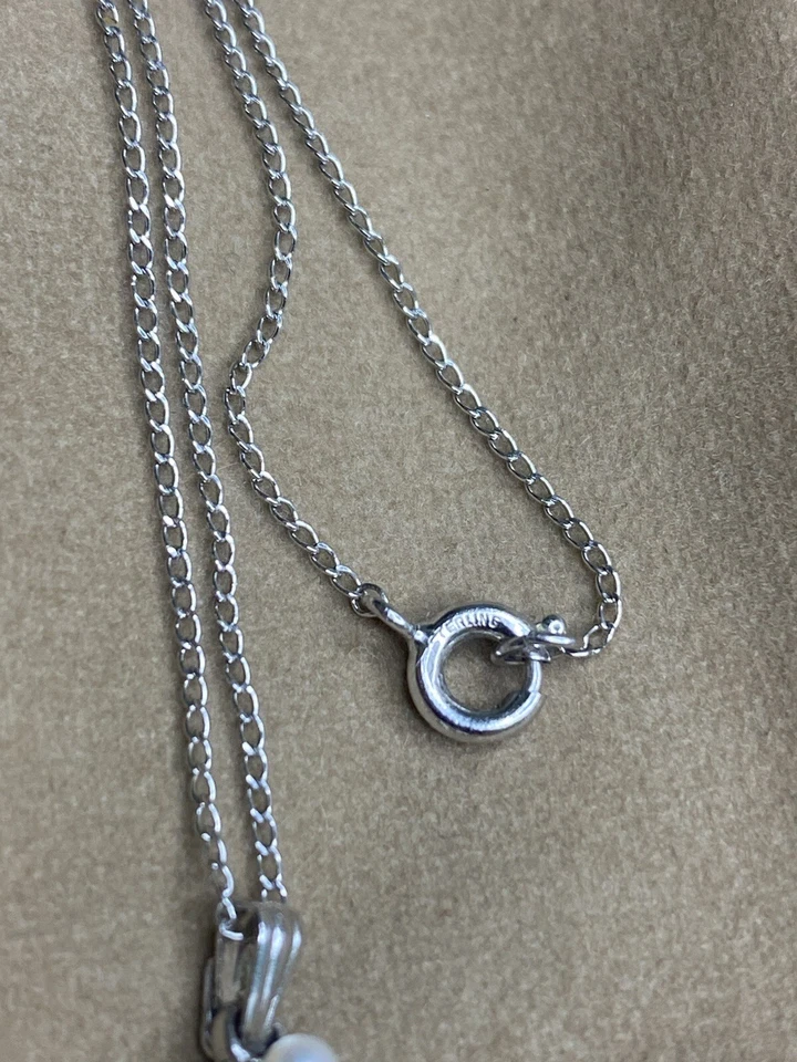 COLLAR CORAZÓN COLGANTE CON DETALLES DE LABORATORIO DIAMANTES Y ÓPALO Y PERLA PLATA DE LEY 925 Foto 4 de 4