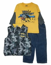 DC Comics Boys Vest 3pc Pant Set Size 2T 3T 4T 5 6